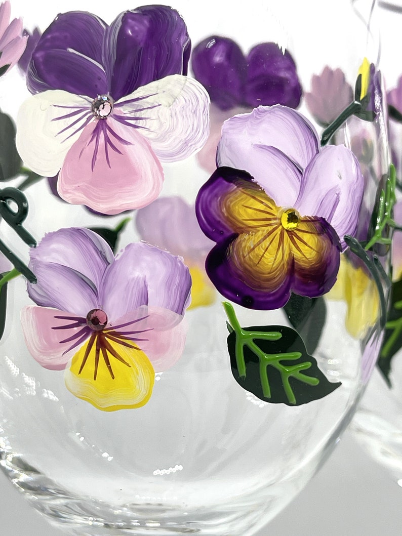 Spring Floral Hand-painted Wine Glass image 2