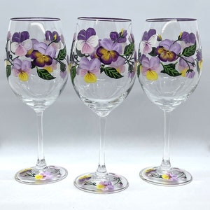 Spring Floral Hand-painted Wine Glass image 1