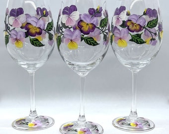 Spring Floral Hand-painted Wine Glass