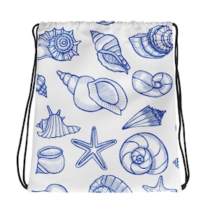 Seashell all Over Design Drawstring bag