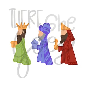 Puede incluir: Tres reyes magos con coronas doradas, sosteniendo regalos, con el texto "There she goes" en el fondo.