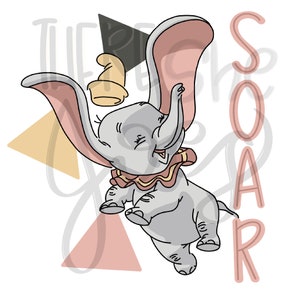 Soar PNG File, Digital Elephant, Dumbo Sublimation