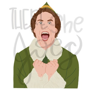 Excited Christmas Elf PNG File, Digital Elf, Buddy Sublimation, Christmas Sublimation