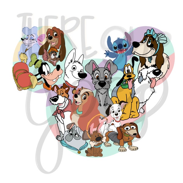All Things Dogs PNG File, Digital Character Dogs, Dogs Mouse Head Sublimation