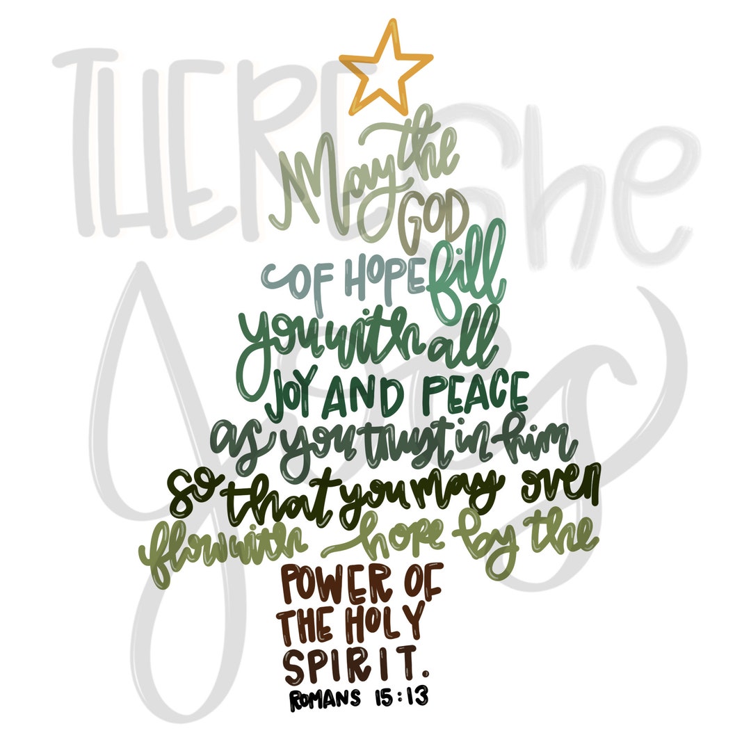 Romans 1513 Christmas Tree PNG File, Digital Bible Verse Christmas Tree, Christmas Tree