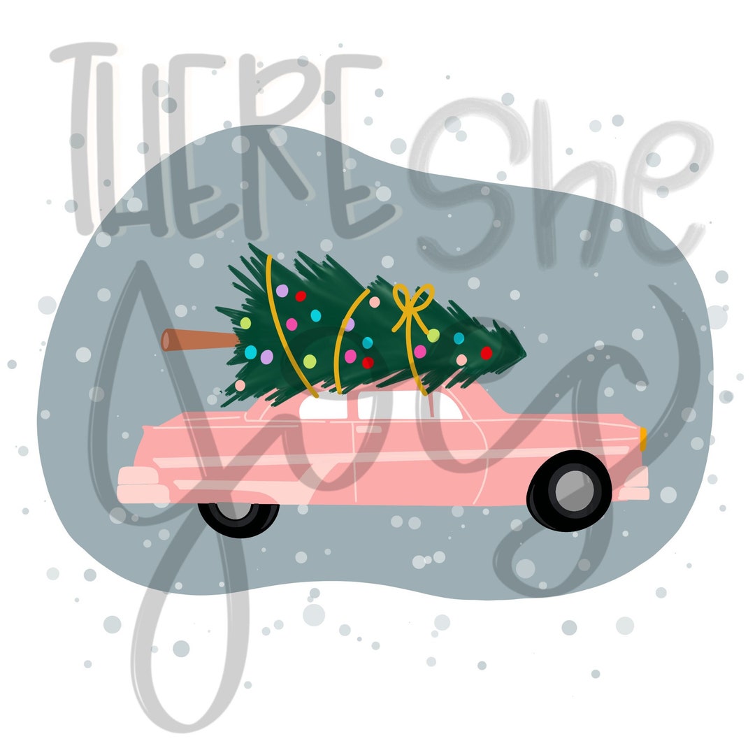 Christmas Tree Car PNG File, Digital Christmas Tree Car, Christmas Tree