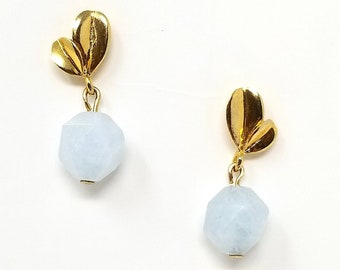 Aquamarine and Gold Earrings