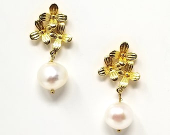 Gold and Pearl Earrings