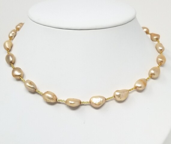 Champagne pearl necklace discount