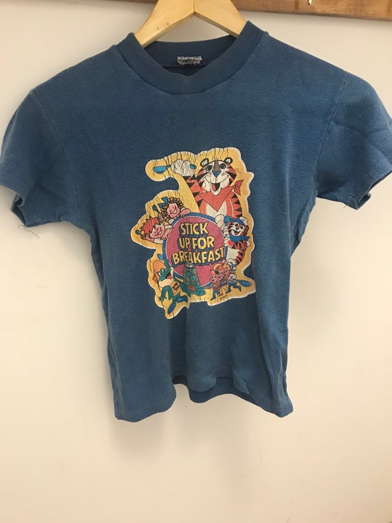 Vintage Stick Up For Breakfast kids shirt - 1977 - Kids LARGE - bicycle contest - 70’s cereal - Kellogg’s - Rice Krispies - Frosted Flakes View 3