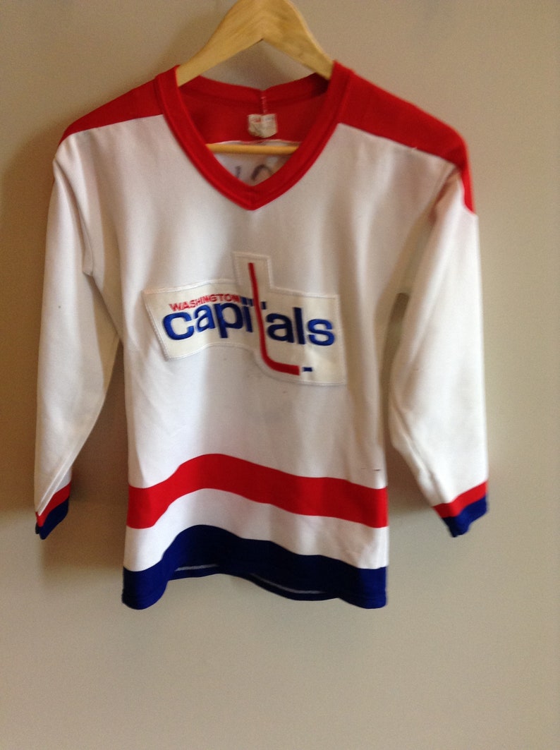 Vintage Washington Capitals Jersey Boys XL CCM by Maska 80's 5 Rod Langway handmade/drawn Etsy