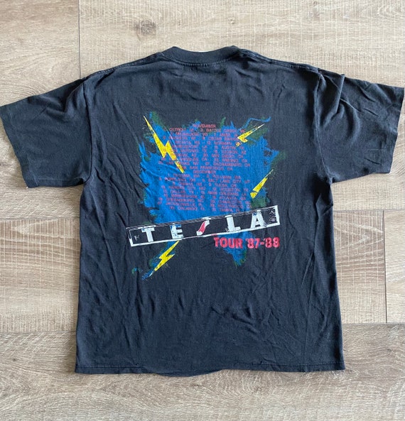 【80's Vintage】TESLA Tour 1987 USA製 Tシャツ Vintage 1987 Tesla Mechanical Resonance Tour T-shirt Size XL