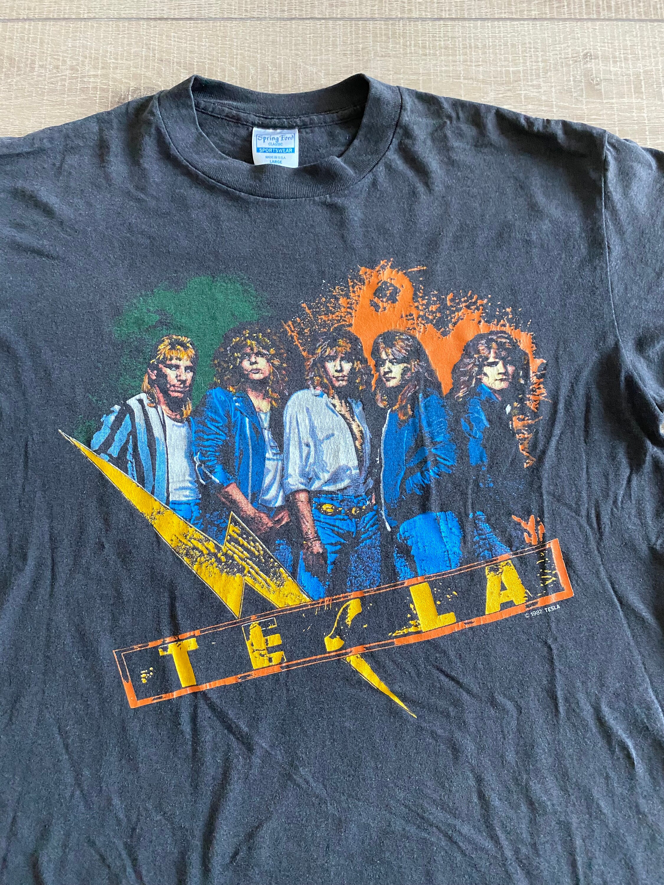 【80's Vintage】TESLA Tour 1987 USA製 Tシャツ Vintage Tesla Band Shirt - Tour '87-'88 - LARGE - Spring