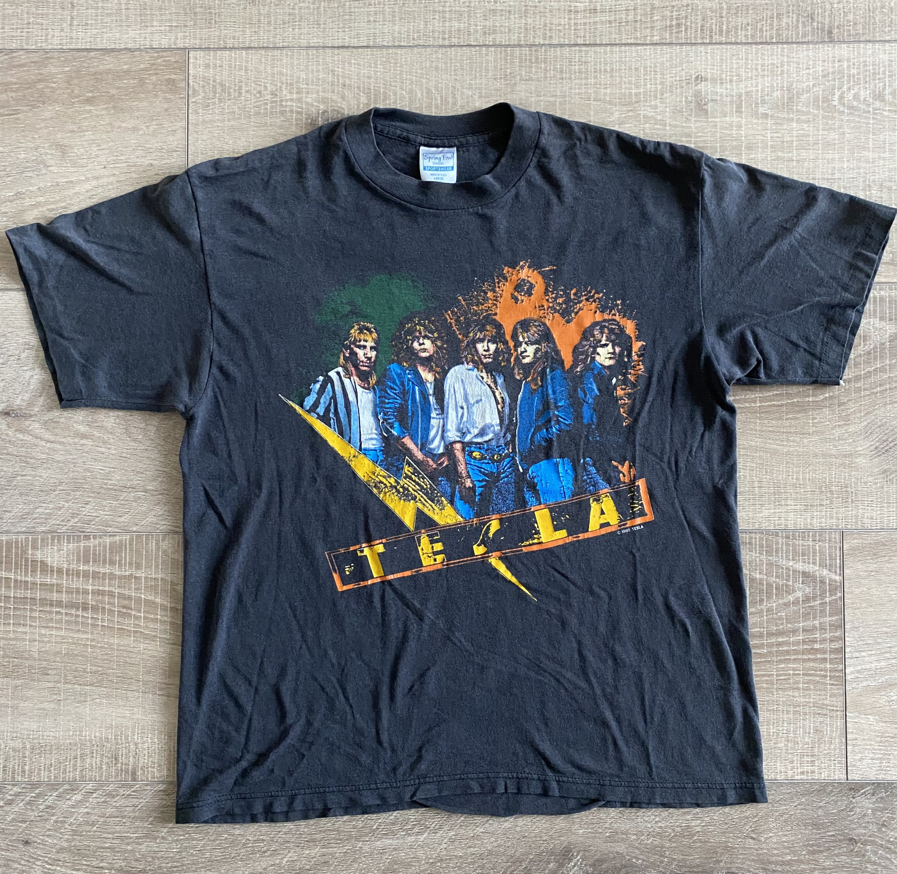 【超歓迎】 Band Tesla Vintage Shirt Spring - LARGE - '87-'88 Tour - ミュージシャン