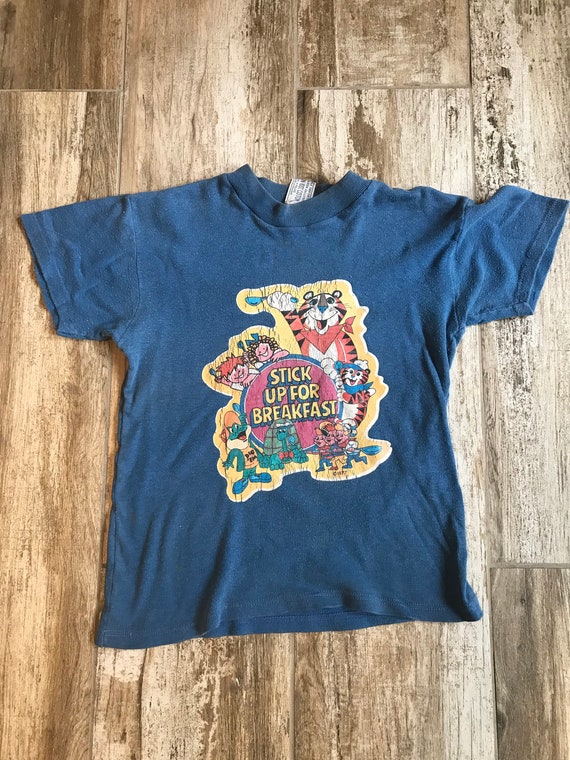 Vintage Stick Up For Breakfast kids shirt - 1977 - Kids LARGE - bicycle contest - 70’s cereal - Kellogg’s - Rice Krispies - Frosted Flakes