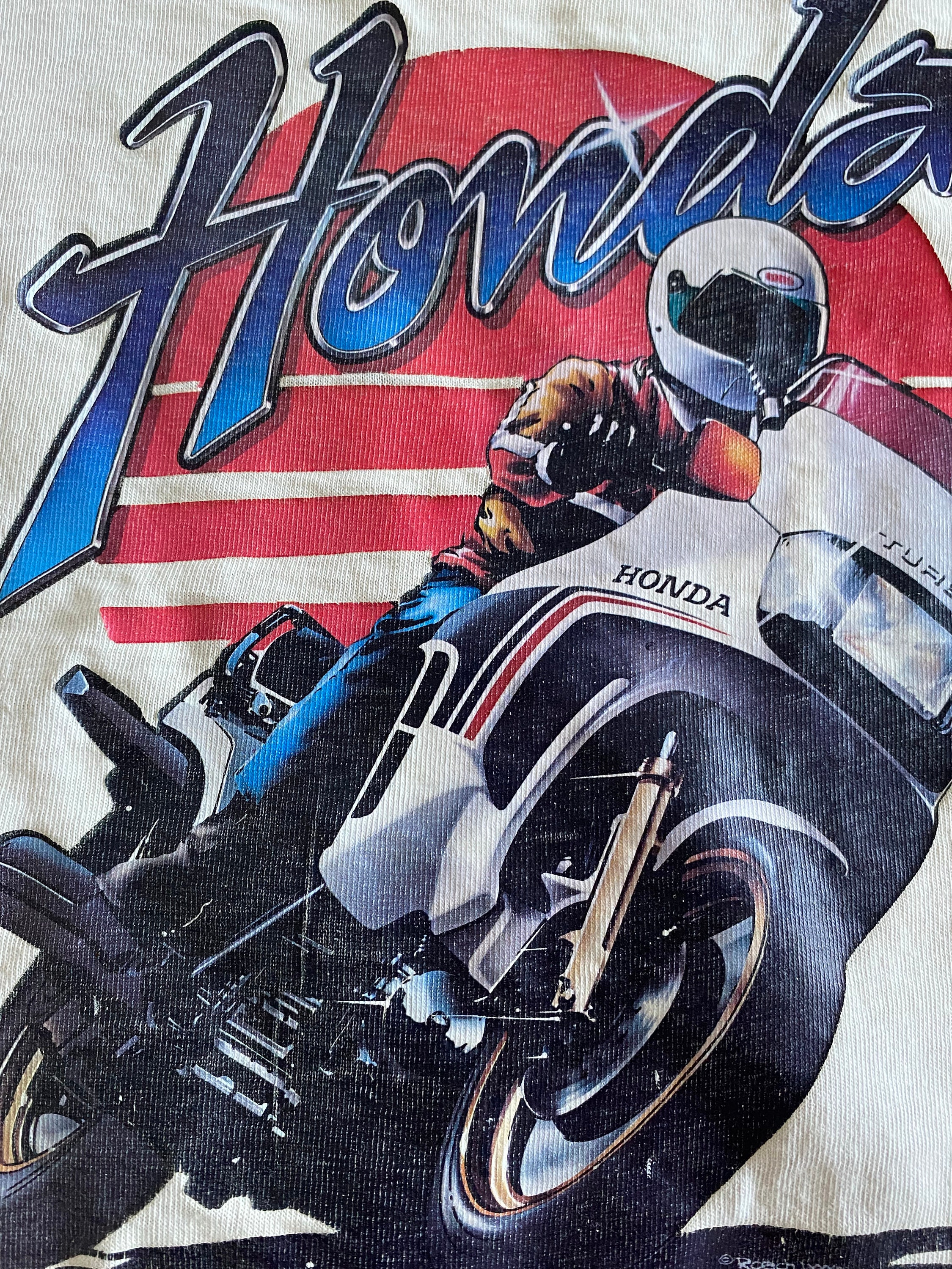 A・マドリー 2003 レトロシャツ Vintage Honda Motorcycle Long Sleeved Shirt - 1970's