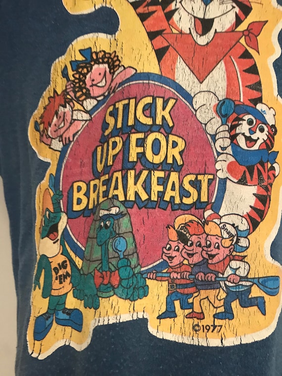 Vintage Stick Up For Breakfast kids shirt - 1977 - Kids LARGE - bicycle contest - 70’s cereal - Kellogg’s - Rice Krispies - Frosted Flakes View 5