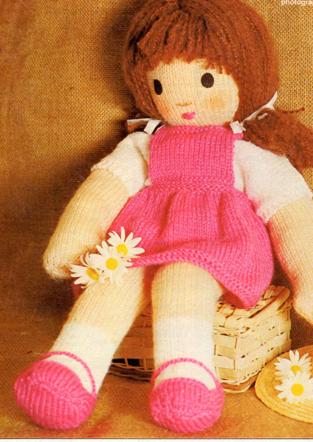 Knitted Doll Pattern. PDF. Instant vintage download pattern. Etsy