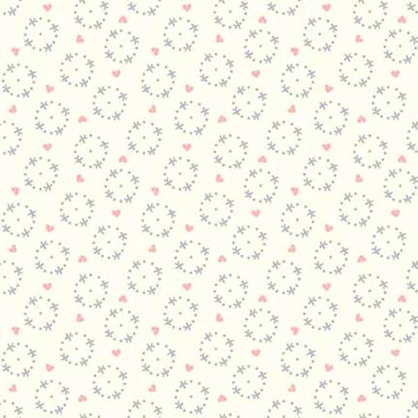 Tiny Gray Stars and Pink Hearts Fabric, Riley Blake Hush Hush 2, C12887 Secret Love, Low Volume Baby Quilt Fabric by the Yard, 100% Cotton
