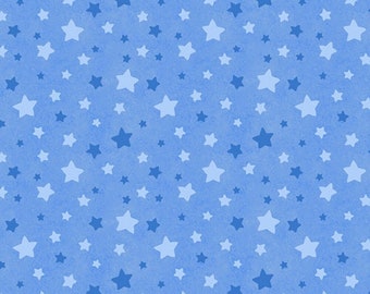 Tone on Tone Blue Stars Fabric, Wilmington Prints Snow What Fun 45160-444, Baby Boy, Small Stars Quilt Fabric, 100% Cotton