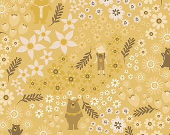 Goldilocks Fabric, Cothworks Little Goldi Y3670-68 Gold, Babies, Kids, Childrens, Goldilocks Quilt Fabric by the Yard, 100% Cotton