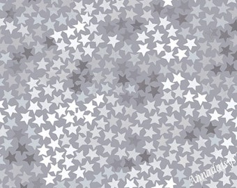 Tiny Gray Stars Fabric, Windham Space Explorer 52716-5 Whistler Studios, Small Stars Quilt Fabric by the Yard, 100% Cotton
