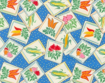 1930s Reproduction Fabric, Seed Packets Fabric, Robert Kaufman Sunnyside Farm 21035-4, Vegetables, 1930s Quilt Fabric by the Yard, Cotton