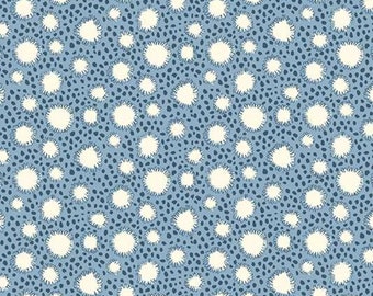 Off-White & Blue Dot Fabric, Liberty Fabrics Spotty Dotty 04776016C, Flower Dots, Blue Dot Quilt Fabric by the Yard, 100% Cotton Blender