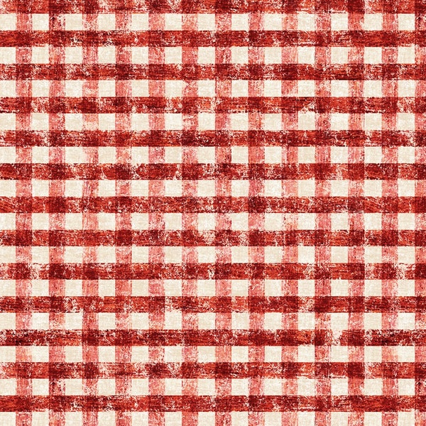 Cream and Red Check Fabric, 1/8" Checks, P & B Textiles Farm Fresh 4910-R, Rustic Red Gingham Quilt Fabric, 100% Cotton