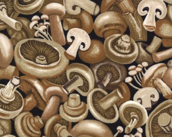 Mushroom Fabric, Vegetable Fabric, Paintbrush Studio Farmer Johns 13221, Apron, Food, Cooking, Kitchen Quilt Fabric, 100% Cotton