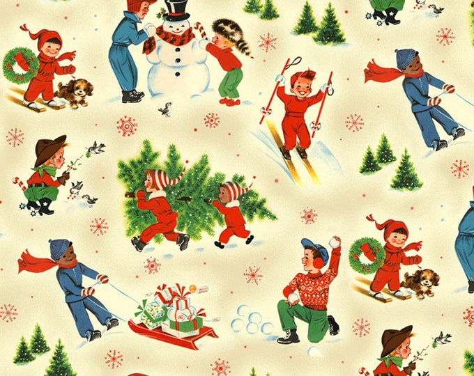 Retro Christmas Fabric Retro Kids Fabric Michael Miller Etsy