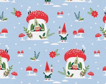 Christmas Fabric Gnome Noel  By Paintbrush Studio 100% Cotton  Ships 1 Business Day