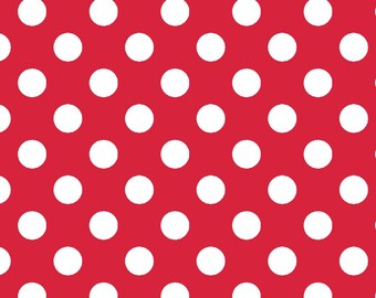 Red & White Dot Fabric, Maywood Studio KimberBell Basics 8216R, Christmas Fabric, Red Polka Dot Quilt Fabric by the Yard, 100% Cotton Fabric