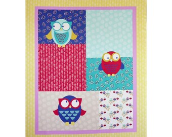 Owl Quilt Fabric Panel, Cheater Fabric for Baby Boys, Woodland Walk FX13 Fabric Freedom, Cheater Quilt Fabric Panel, Cotton, 35" x 42"