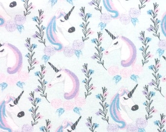 Wreathed Unicorn Fabric, Camelot Enchantment Elegant Unicorns 77190101-02 Brooke Glaser, Girls Unicorn Quilt Fabric by the Yard, 100% Cotton