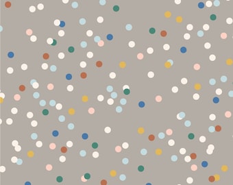 1/8" Confetti Dots Fabric, Brown, Blue, Green, Rust, Gold, Taupe Gray, P & B 4674-S Woodland Hideaway, Dot Quilt Fabric by the Yard, Cotton