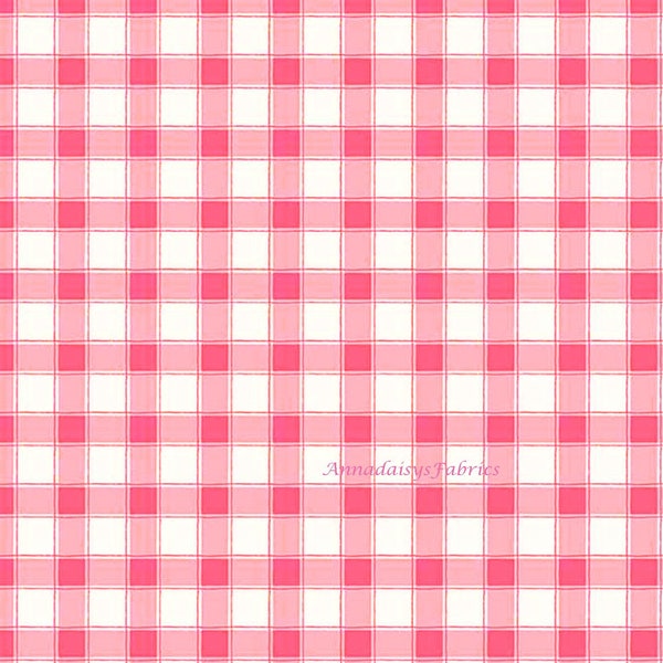 Pink Plaid Fabric, Riley Blake Hope in Bloom C11024 Hot Pink, Katherine Lenius, Pink Lumberjack Plaid Quilt Fabric by the Yard, 100% Cotton