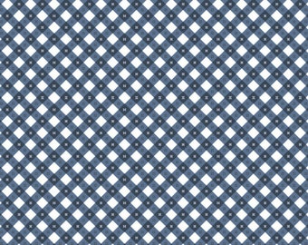 Diagonal Navy Blue Gingham Fabric, Poppie Cotton 21212, Picnic Plaid, Blue Bias Check Quilt Fabric by the Yard, Navy Gingham, 100% Cotton