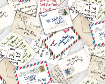 Christmas Postcard Letters Santa Family Fabric Henry Glass Believe By The Yard