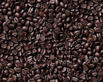 Dark Coffee Beans Fabric, Elizabeths Studio Food Festival 643 Espresso, Food, Apron, Cooking Fabric, Coffee Quilt Fabric by the Yard, Cotton