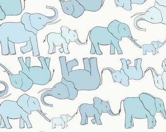 Blue and Aqua Elephant Fabric, Lewis & Irene Fabric, Welcome To The World A216 1, Elephants Quilt Fabric, Baby Boy Fabric, Cotton Yardage