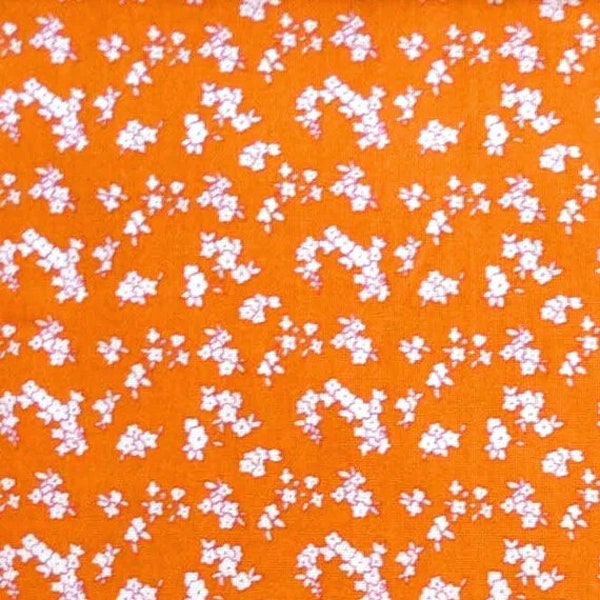 Orange Floral Fabric, Penny Rose Milk, Sugar, Flower C4346, 1930s Reproduction Feedsack Quilt Fabric by the Yard, 100% Cotton