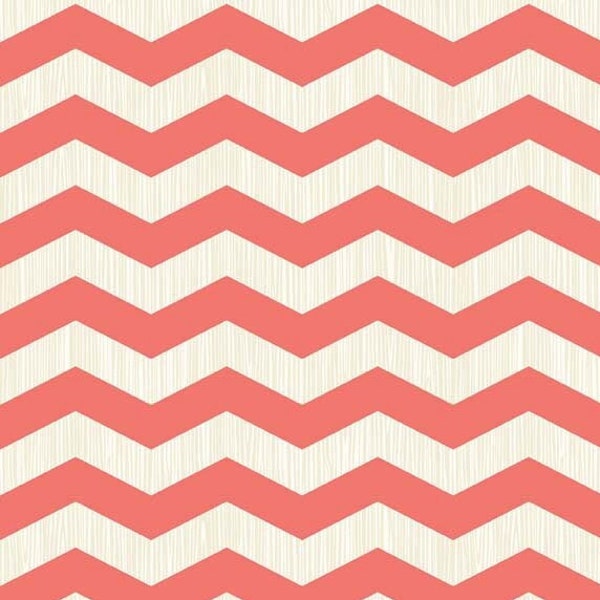 Coral Chevron Fabric, Riley Blake C3992 Trendsetter, Coral & Cream Chevron Quilt Fabric by the Yard, 100% Cotton