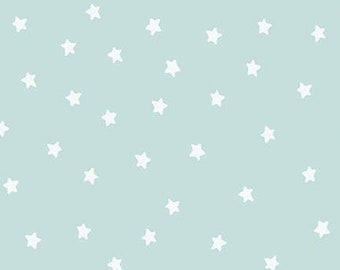 Aqua Star Fabric, Riley Blake All About Christmas C10801 Blue, J. Wecker Frisch, Aqua Star Quilt Fabric by the Yard, 100% Cotton