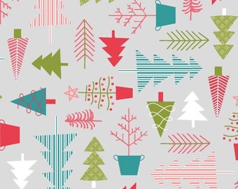 Christmas Trees Fabric, Maywood Studio Cup of Cheer Tree Farm 10204-K Kimberbell, Christmas Quilt Fabric by the Yard, 100% Cotton