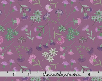 Purple Floral Fabric, Thistle Quilt Fabric, Lewis & Irene Fabric A239 2, Celtic Blessings, Purple Flowers Fabric, Cotton