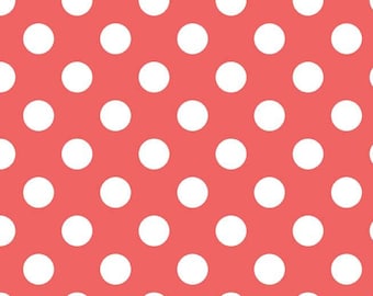 3/4" Tomato Red Dot Fabric, Riley Blake C360-79 Rouge Medium Dot, 3/4" Dots, Tomato Red & White Dot Quilt Fabric by the Yard, 100% Cotton