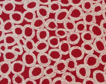 Red Circles Fabric, Henry Glass Bohemian Bold 4946 88, Red Quilt Fabric, 100% Cotton