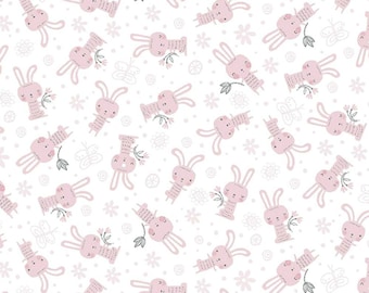Mary Elizabeth Bunnies by Christopher Thompson for Riley Blake Designs Baby Girl Fabric Quilting Cotton Pink Bunny Fabric for Easter