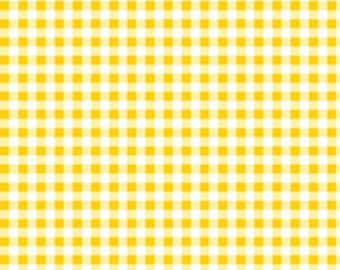 Yellow Gingham Check Fabric, Clothworks World of Susybee Sweet Bees 20268-310, Mini Small Check Yellow Quilt Fabric by the Yard, 100% Cotton